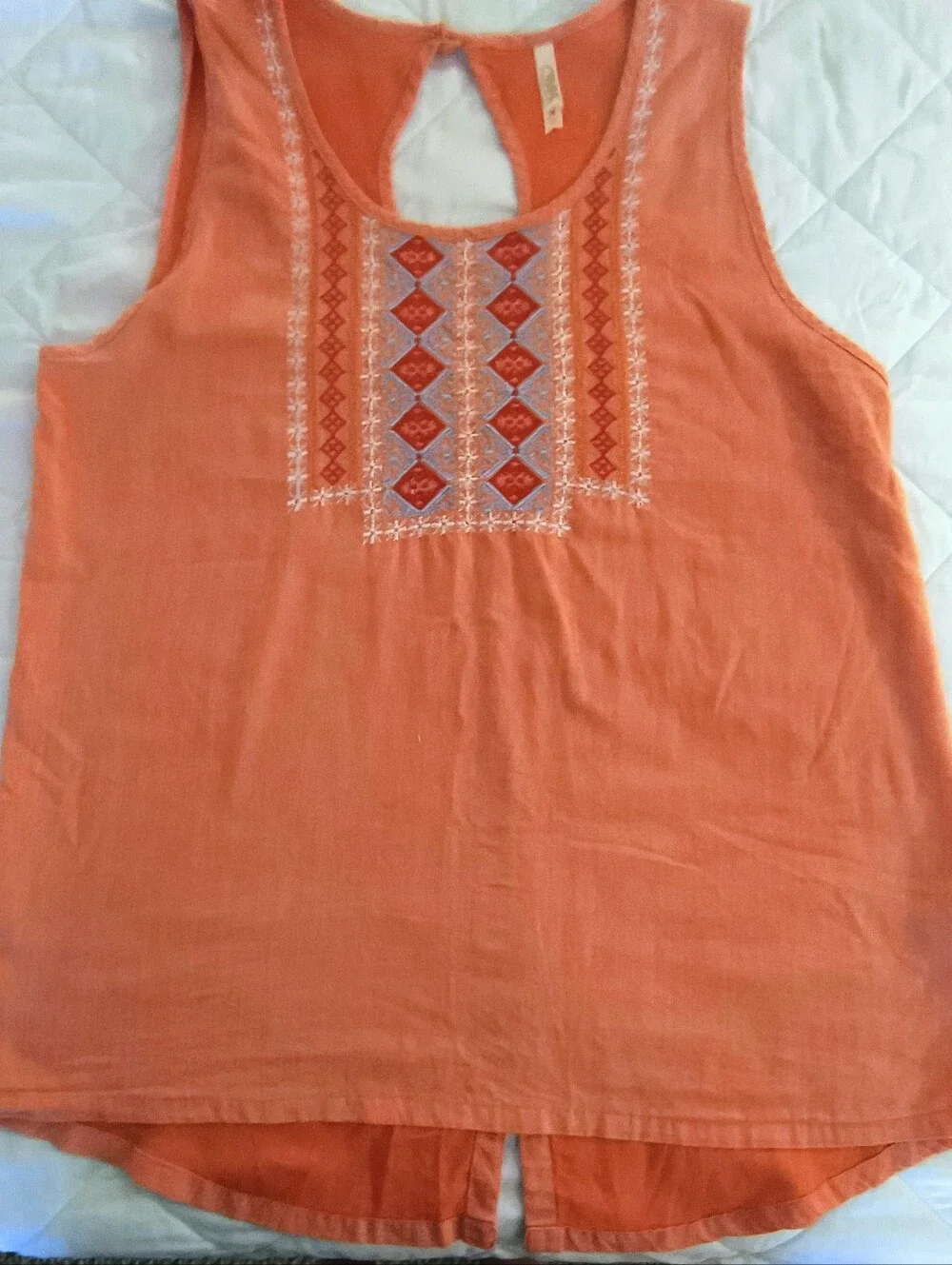 Michael Kors Embroidered Coral Sleeveless Tank